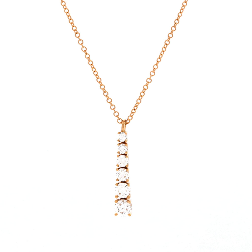 Graduated Drop Pendant Necklace 18K Rose Gold with Diamonds