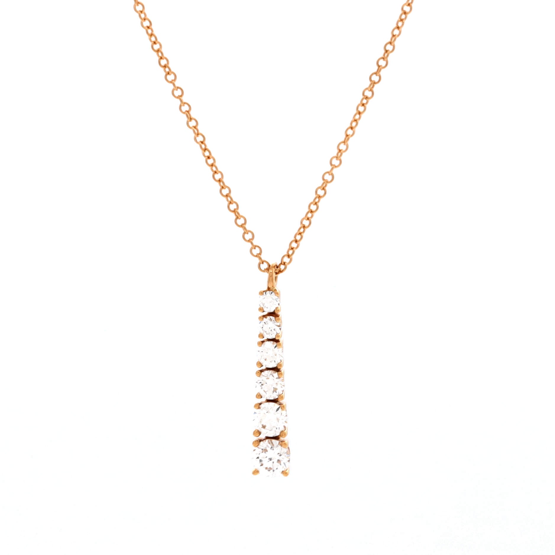 Graduated Drop Pendant Necklace 18K Rose Gold with Diamonds