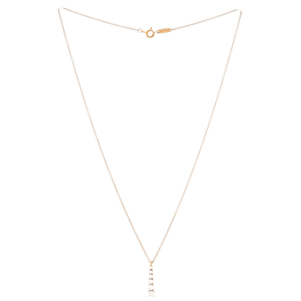 Graduated Drop Pendant Necklace 18K Rose Gold with Diamonds