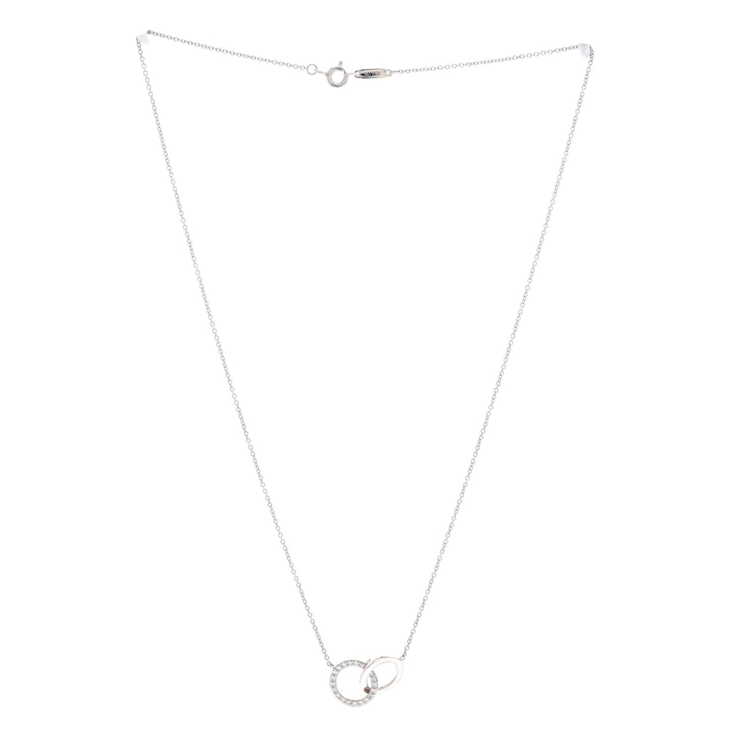 Interlocking Circles Pendant Necklace 18K White Gold and Diamonds