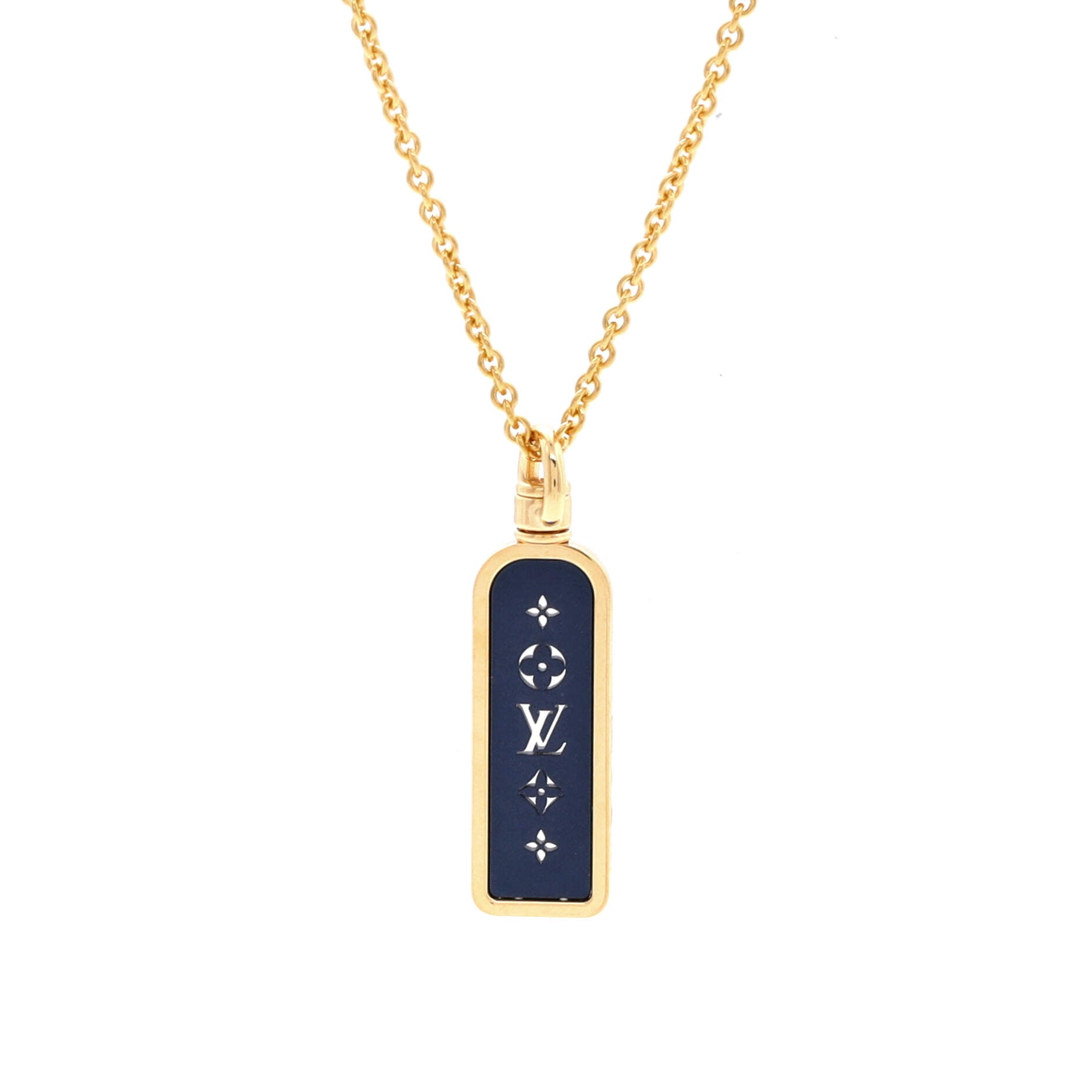 Les Gastons Vuitton Tag Pendant Necklace 18K Yellow Gold and Titanium