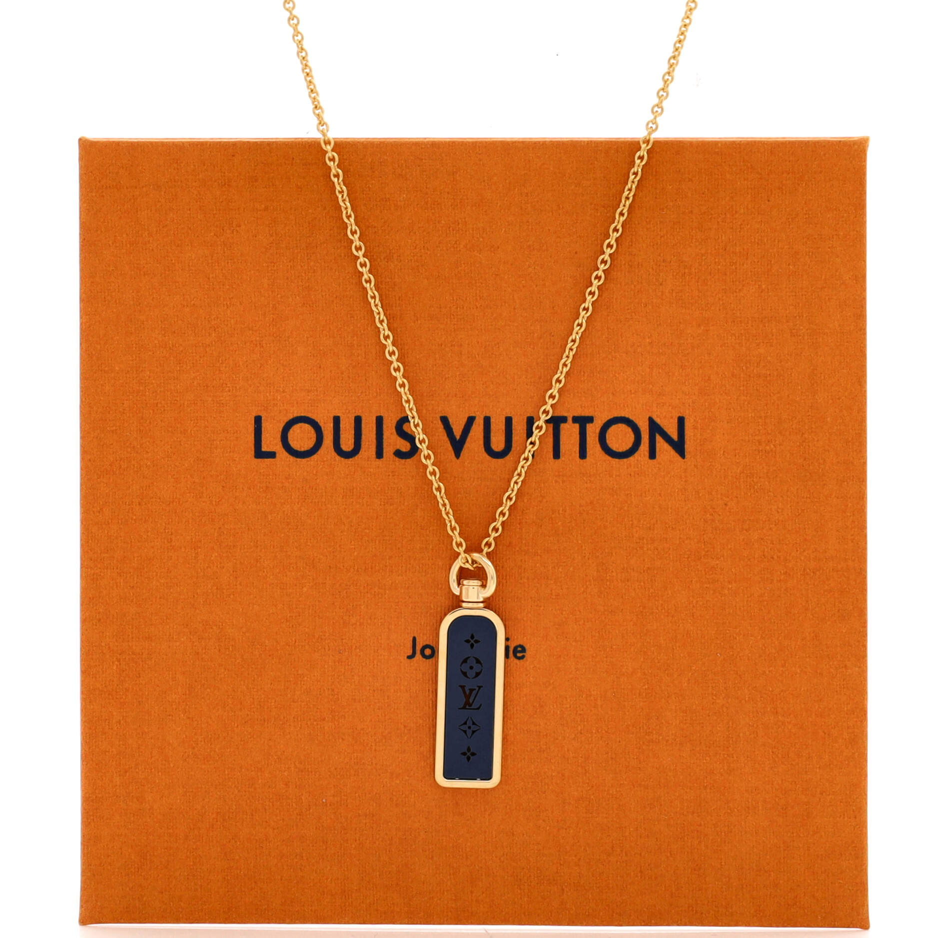 Les Gastons Vuitton Tag Pendant Necklace 18K Yellow Gold and Titanium