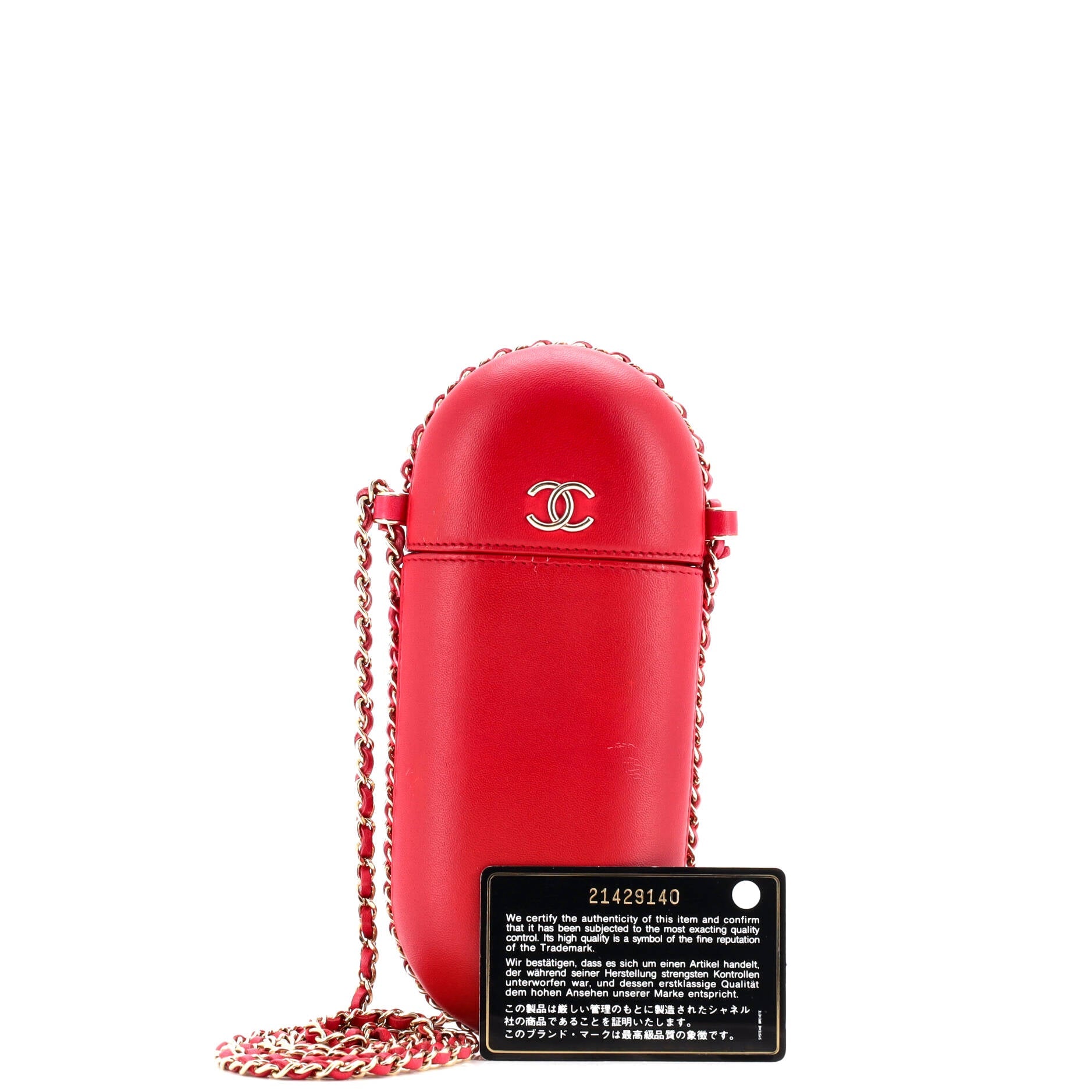 Chain Around Phone Holder Box Crossbody Lambskin