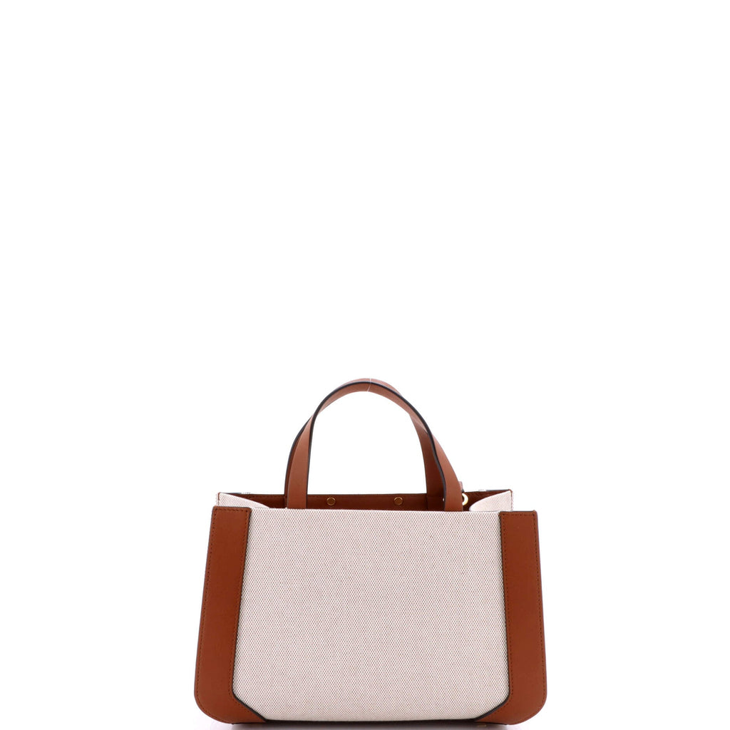 VLogo Shopper Tote Canvas and Leather Small
