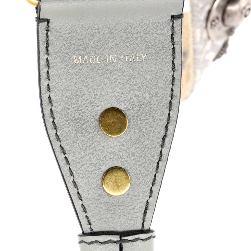 Shoulder Strap Embellished Oblique Canvas
