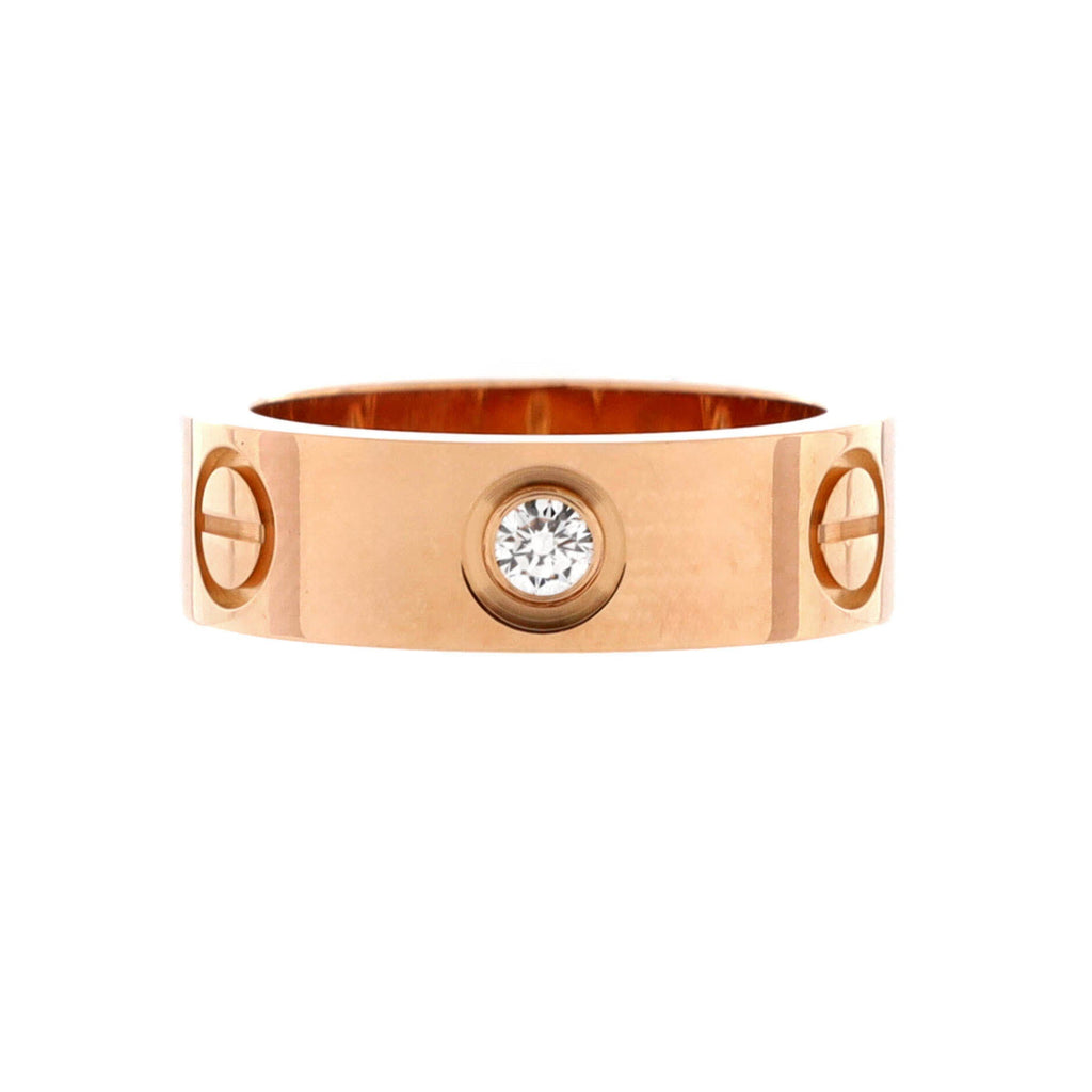 Love 3 Diamonds Band Ring 18K Rose Gold with Diamonds