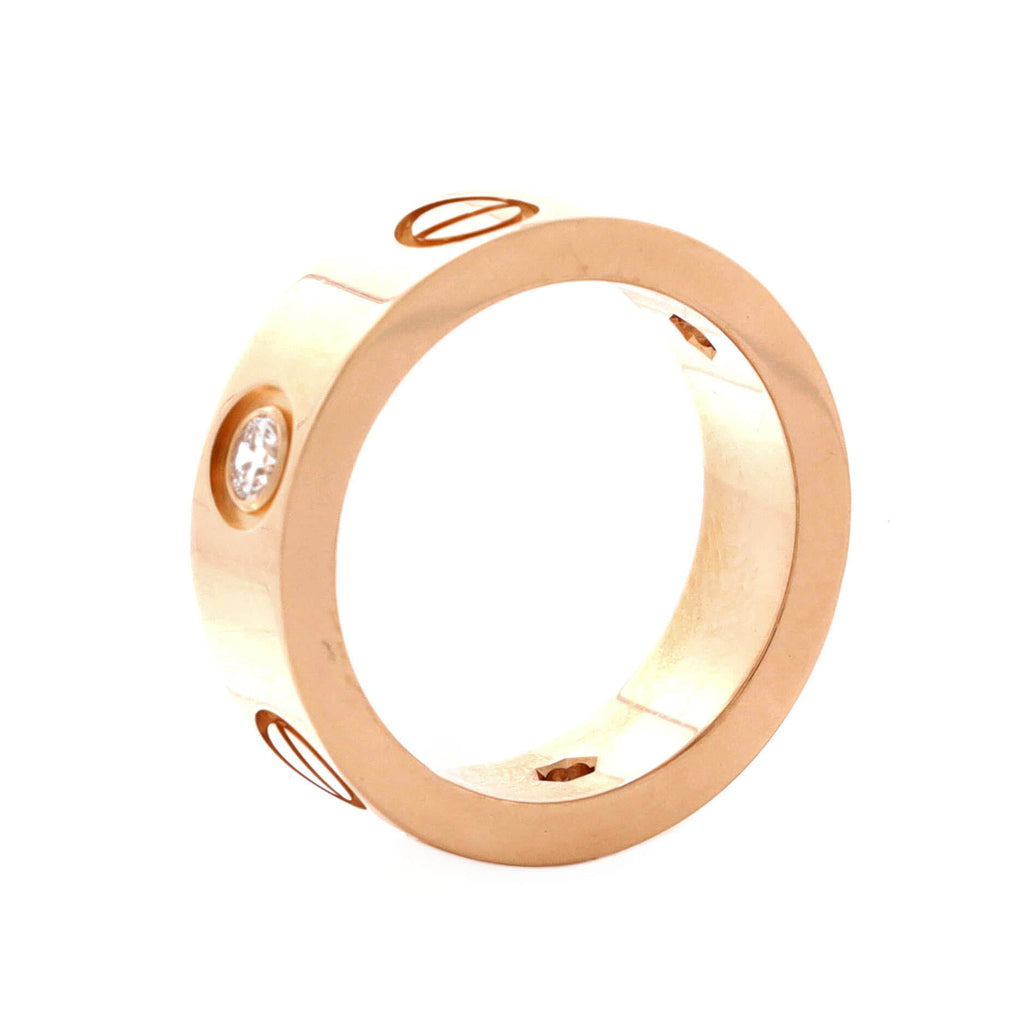 Love 3 Diamonds Band Ring 18K Rose Gold with Diamonds
