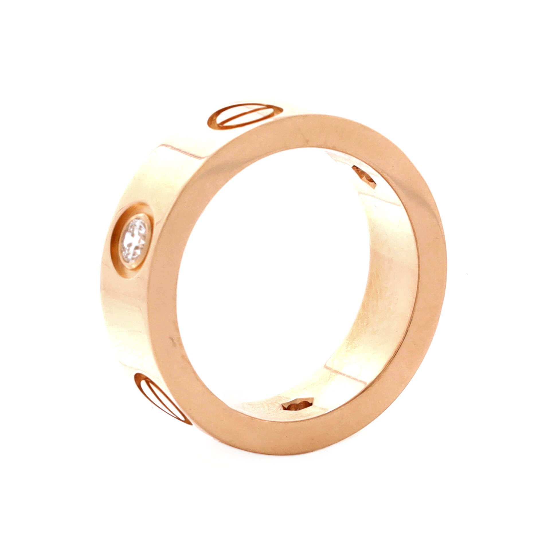 Love 3 Diamonds Band Ring 18K Rose Gold with Diamonds