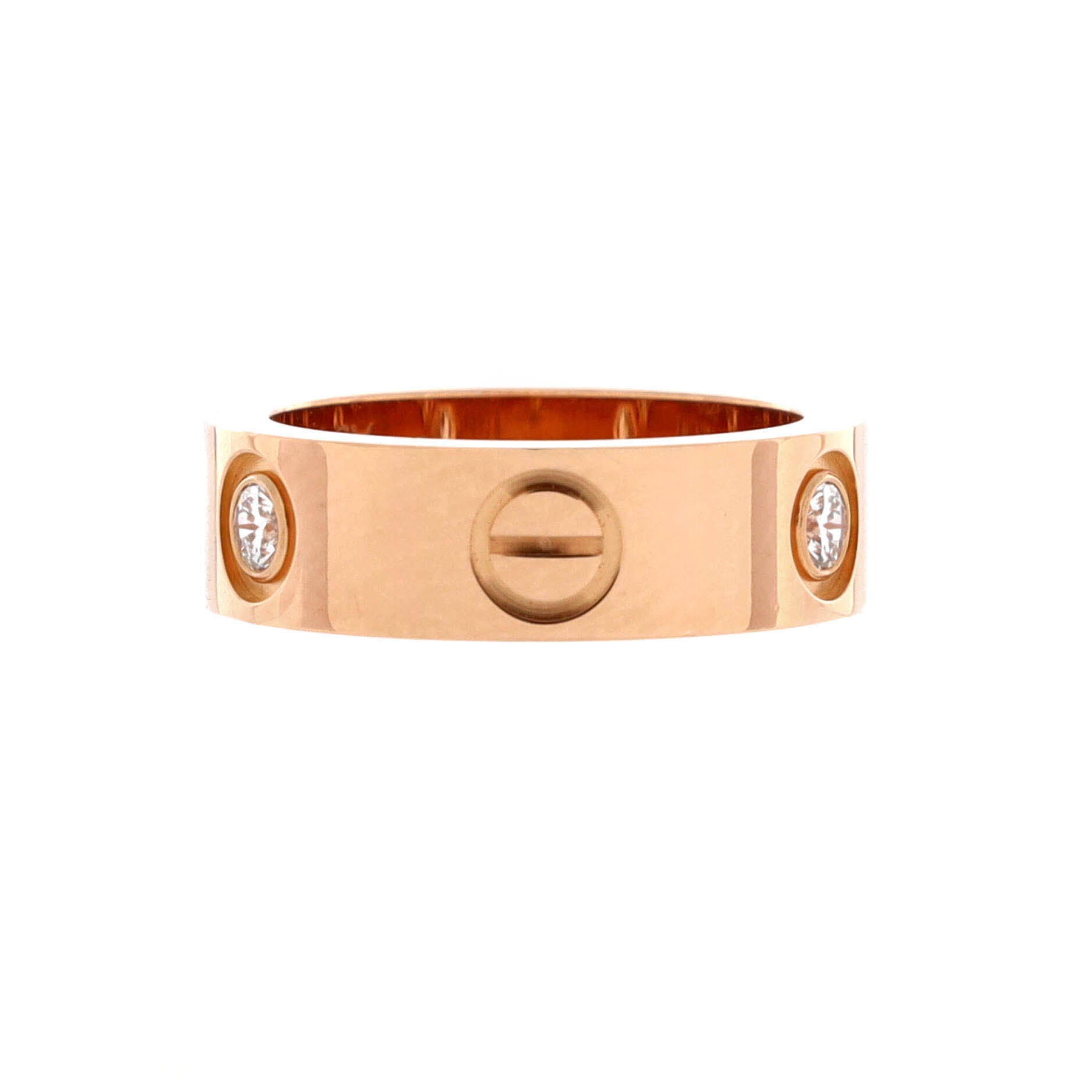 Love 3 Diamonds Band Ring 18K Rose Gold with Diamonds