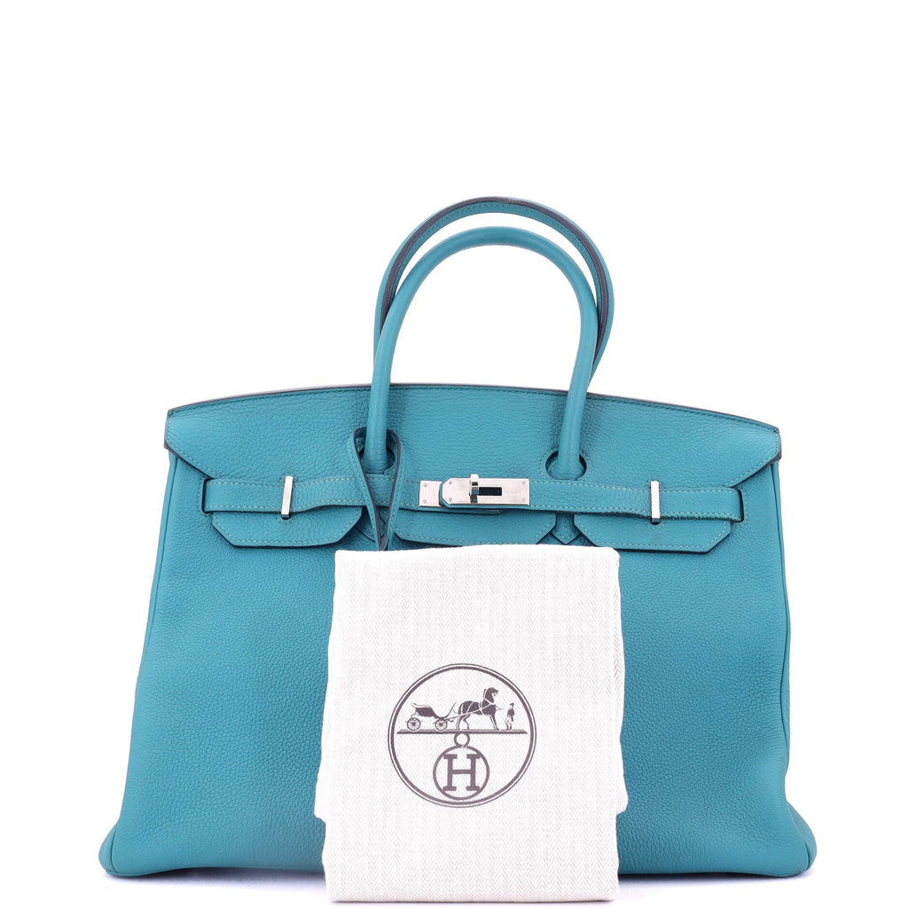 Birkin Handbag Turquoise Togo with Palladium Hardware 35
