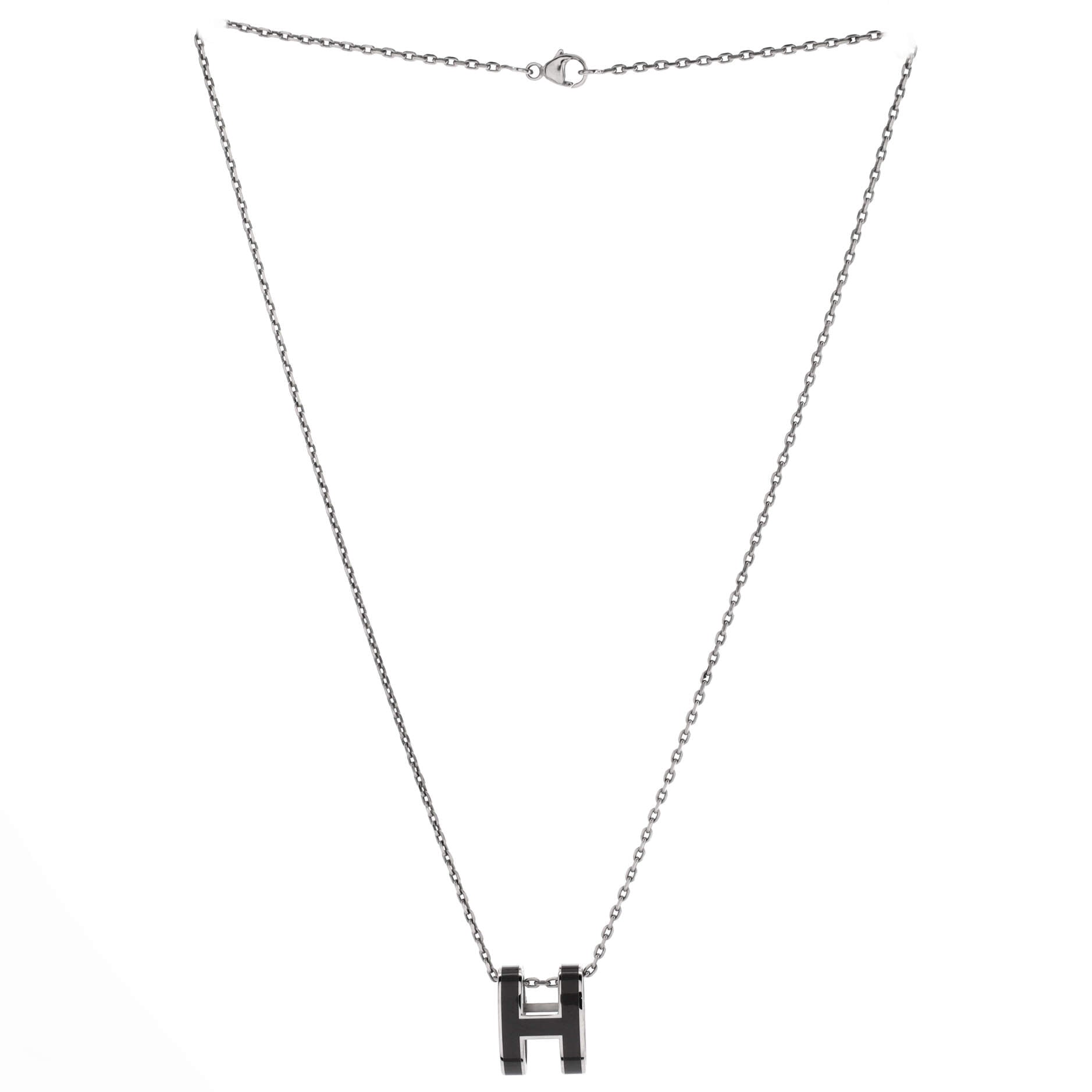 Pop H Pendant Chain Necklace Metal and Enamel