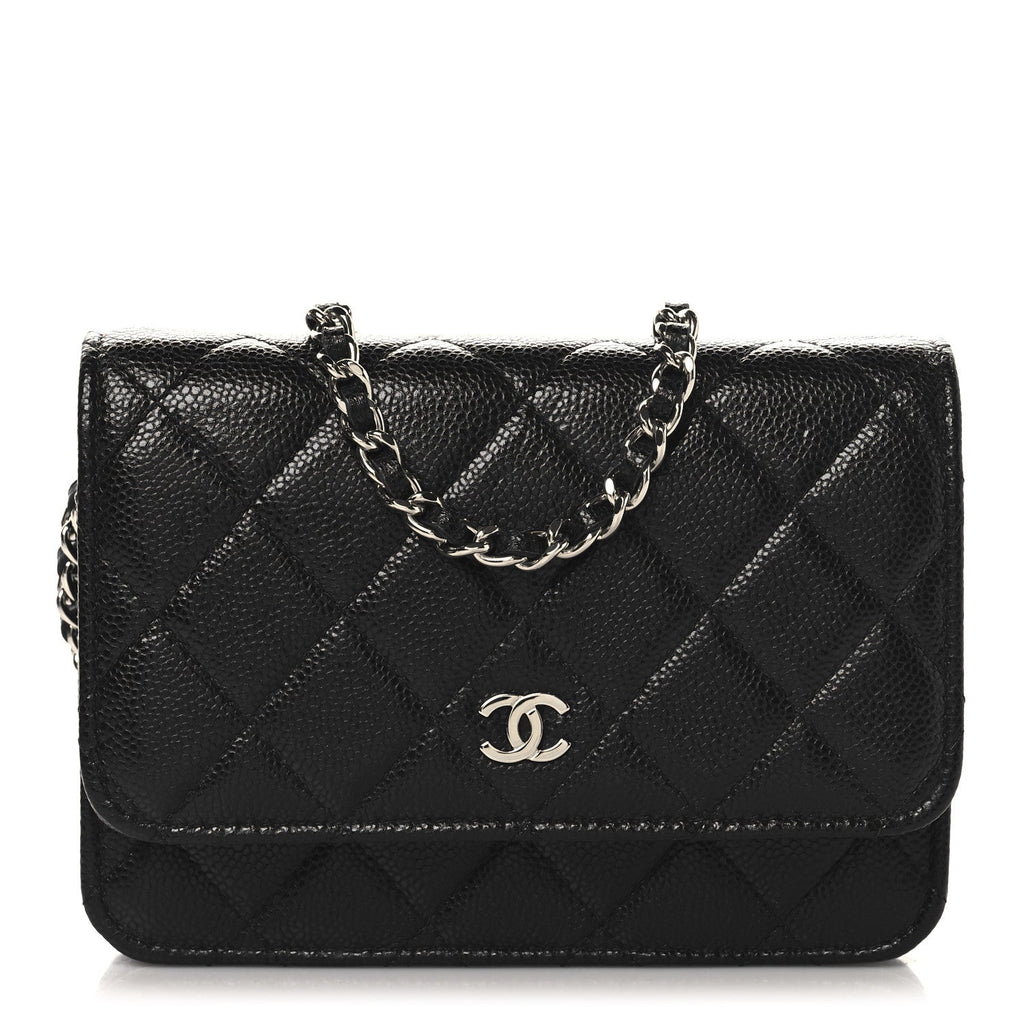 Caviar Quilted Mini Wallet On Chain WOC Black