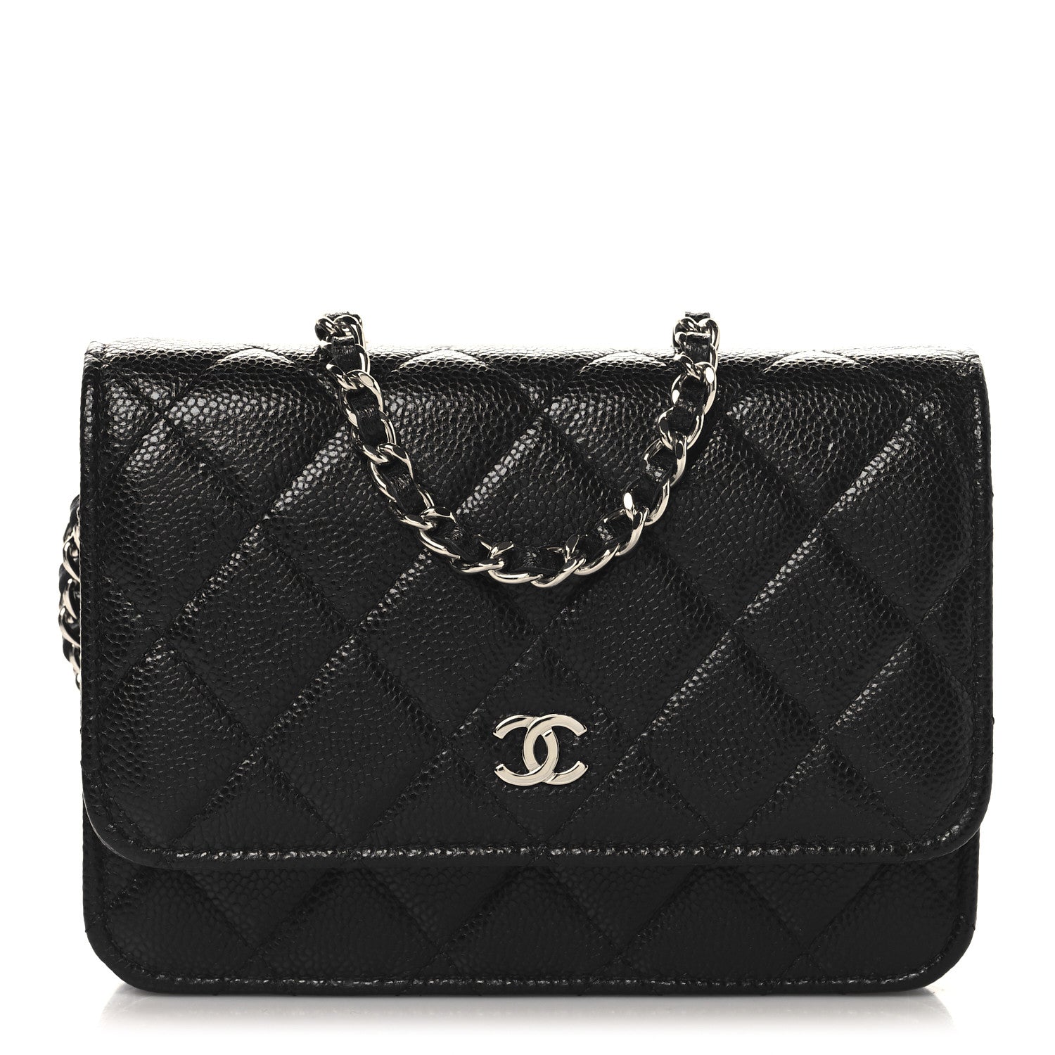 Caviar Quilted Mini Wallet On Chain WOC Black