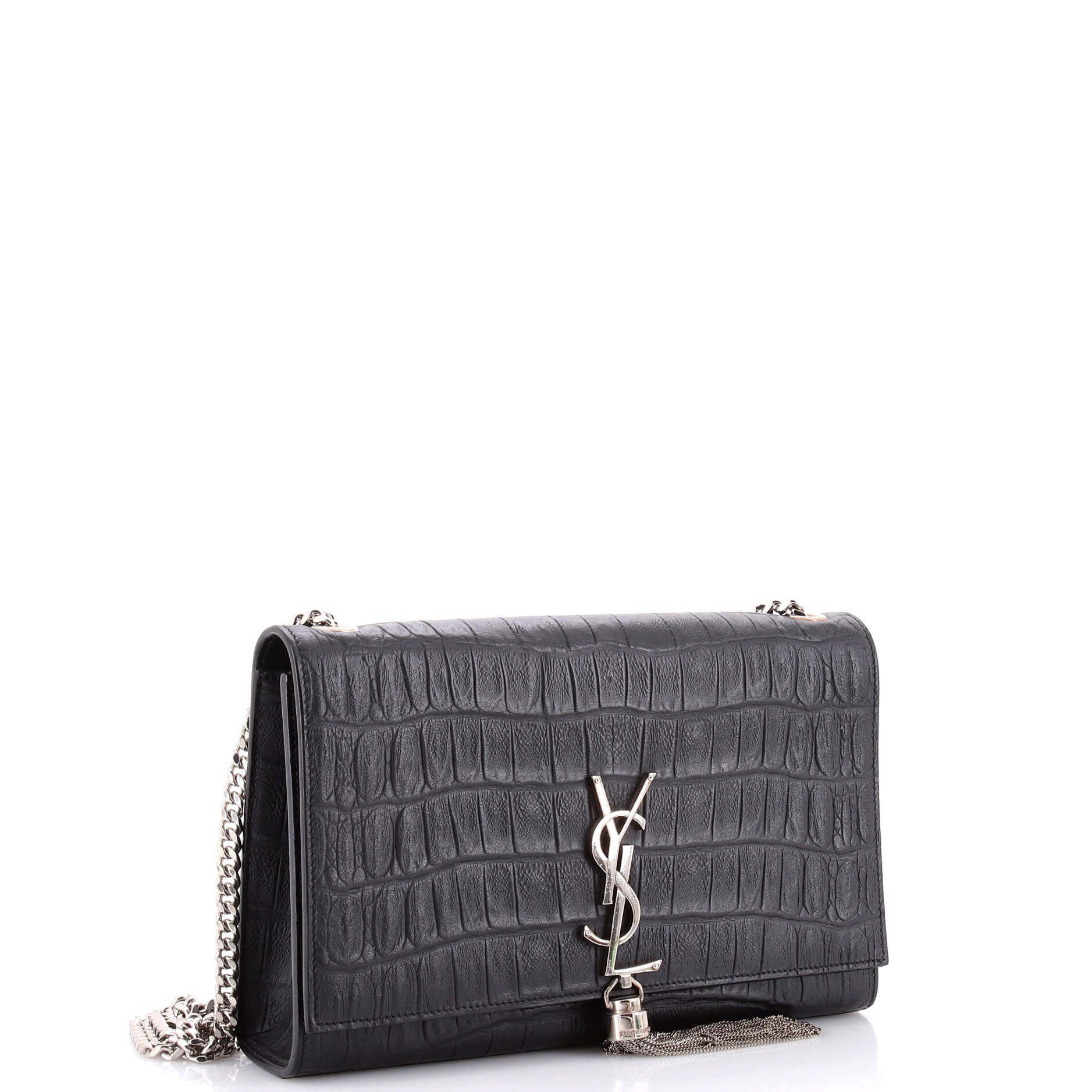 Classic Monogram Tassel Crossbody Bag Crocodile Embossed Leather Medium