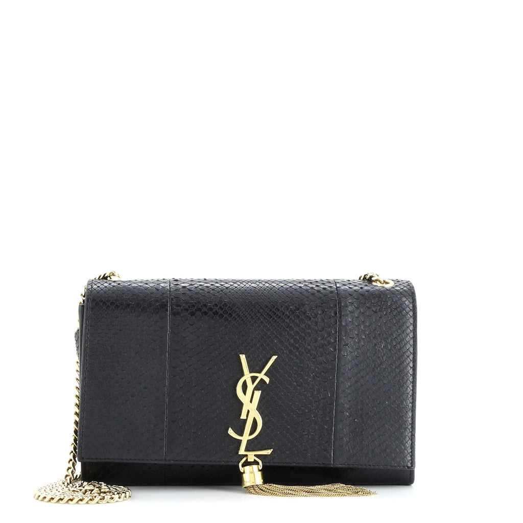 Classic Monogram Tassel Crossbody Bag Python Embossed Leather Medium