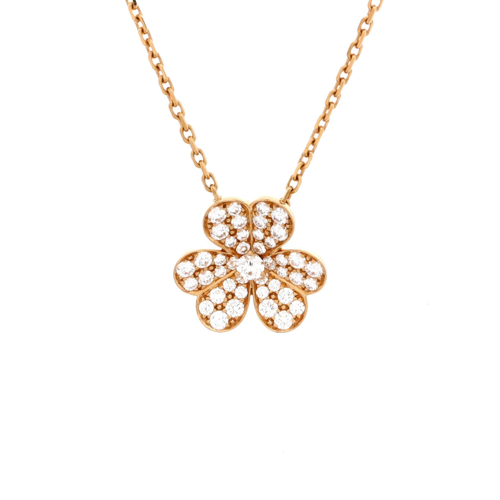 Frivole Pendant Necklace 18K Rose Gold with Pave Diamonds Small