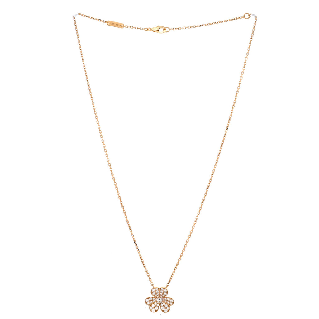 Frivole Pendant Necklace 18K Rose Gold with Pave Diamonds Small