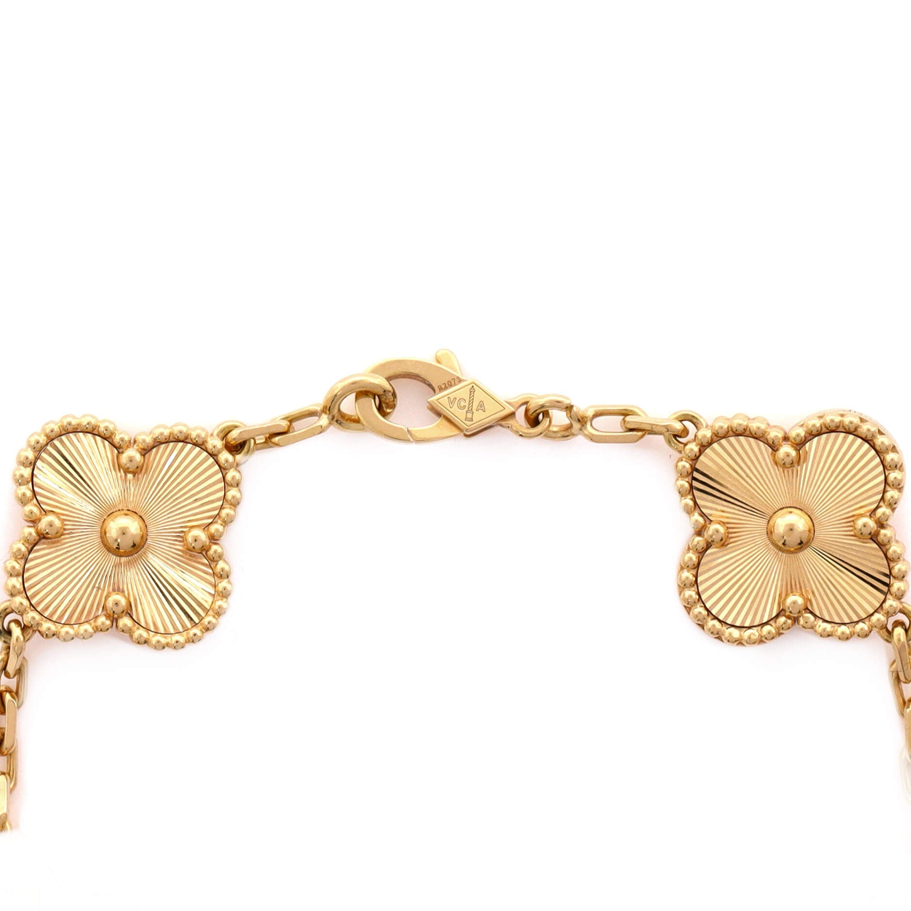 Vintage Alhambra 5 Motifs Bracelet Guilloche 18K Yellow Gold