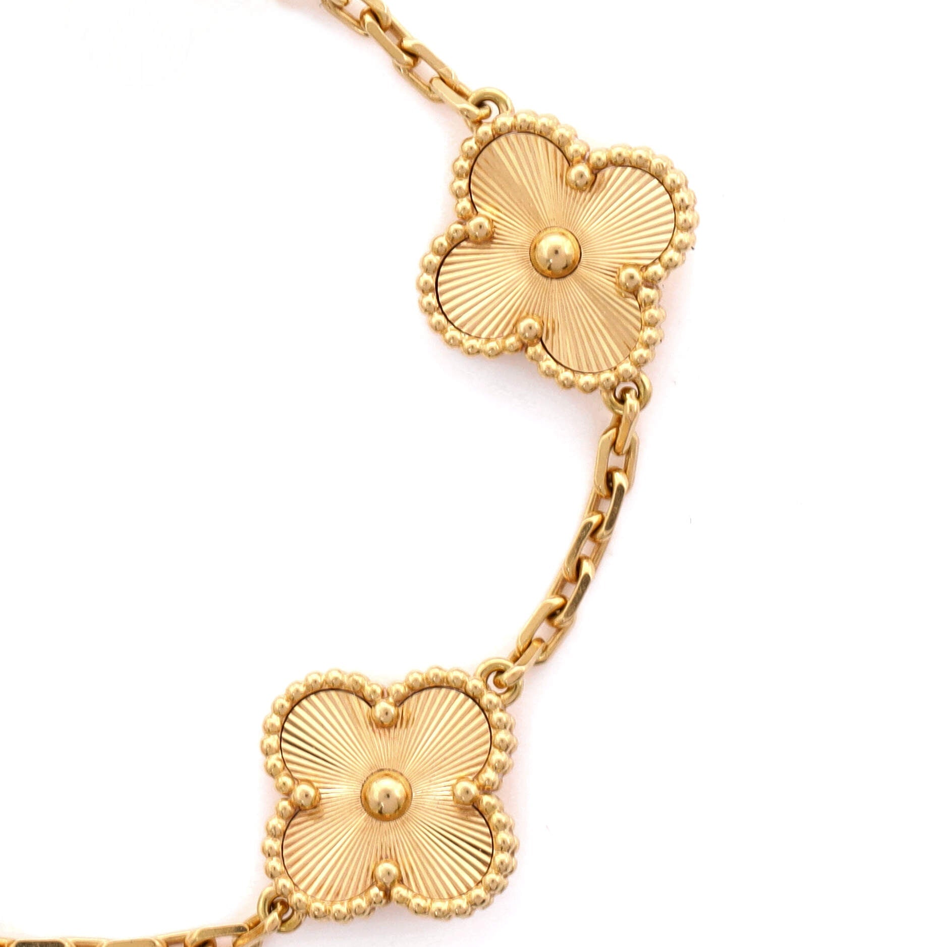Vintage Alhambra 5 Motifs Bracelet Guilloche 18K Yellow Gold