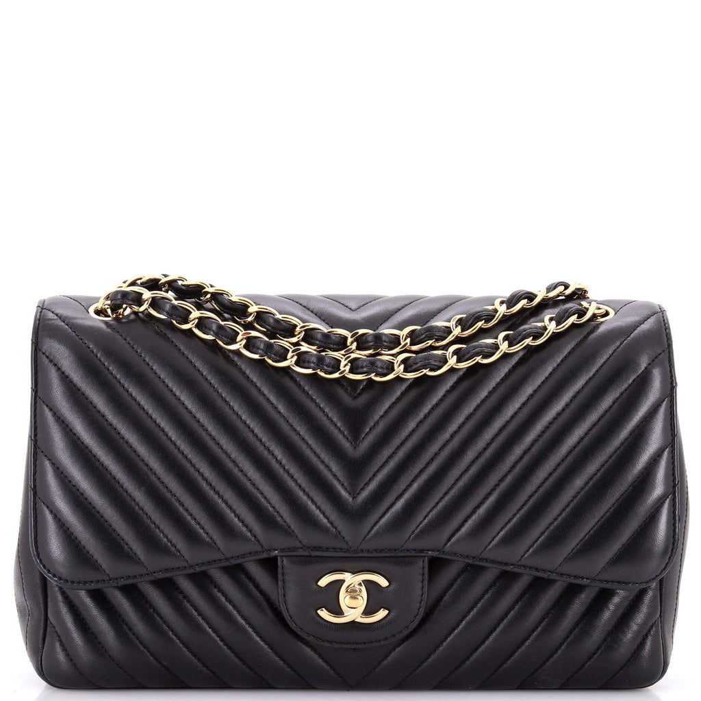 Classic Double Flap Bag Chevron Lambskin Jumbo