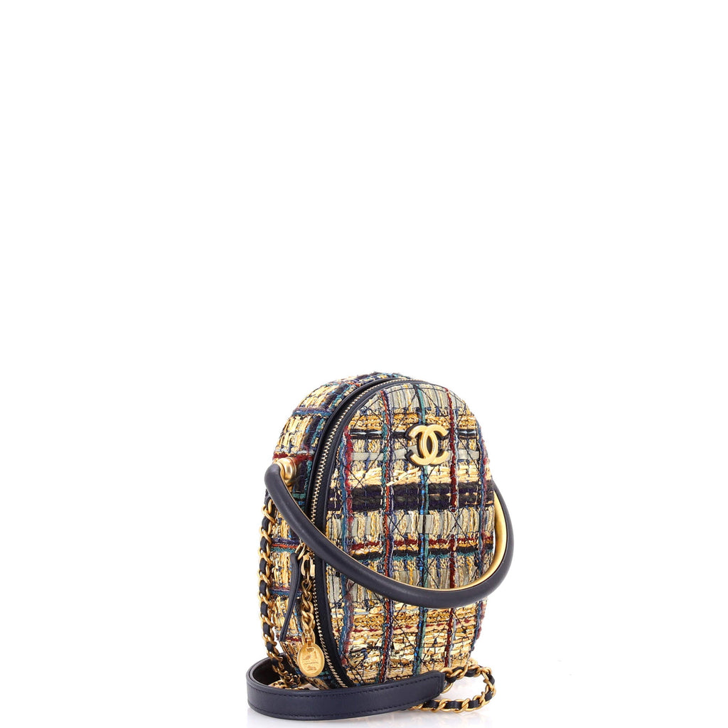 Paris-New York Oval Camera Case Quilted Tweed Small