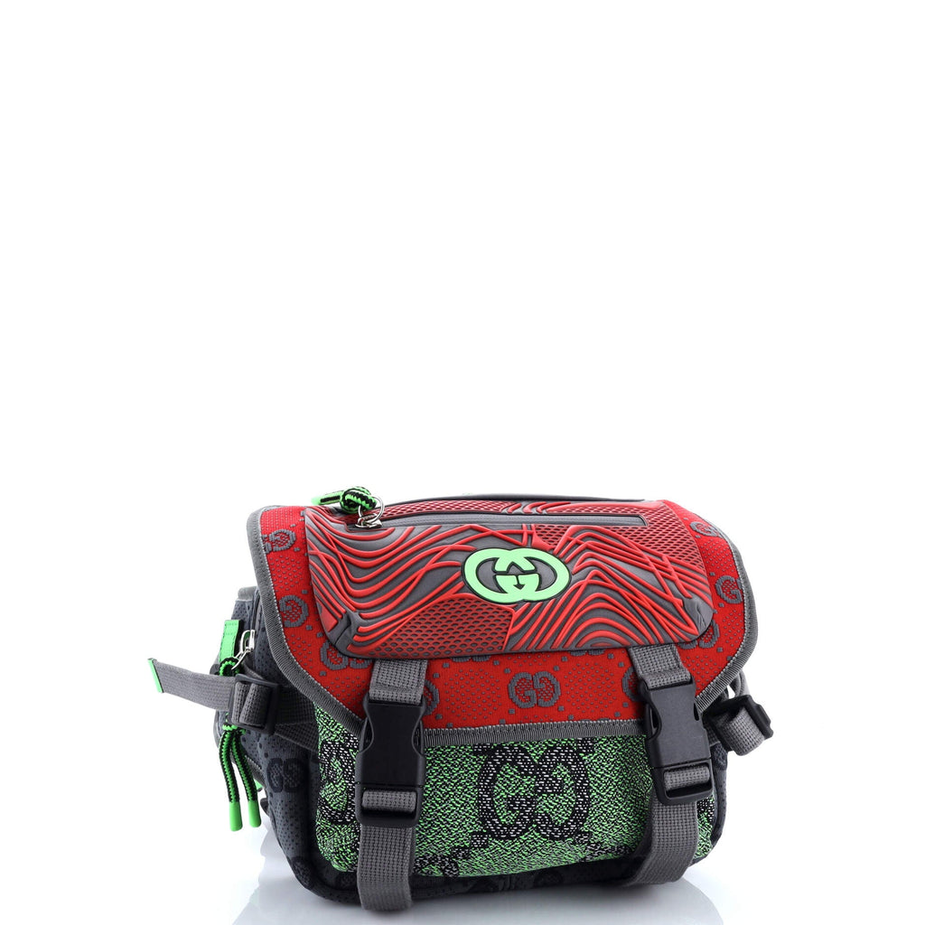 Buckle Flap Chest Strap Backpack GG Fabric with Rubber