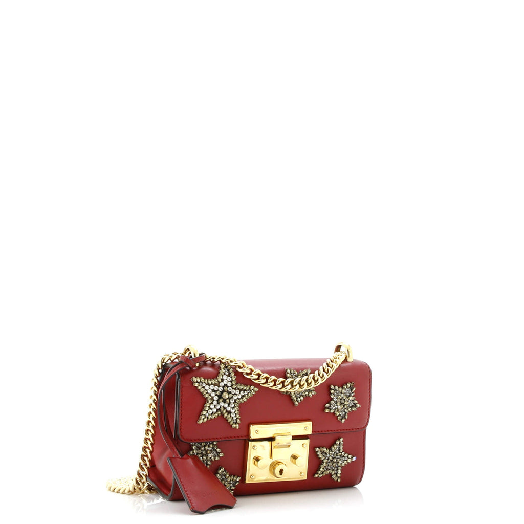 Padlock Shoulder Bag Embellished Leather Small
