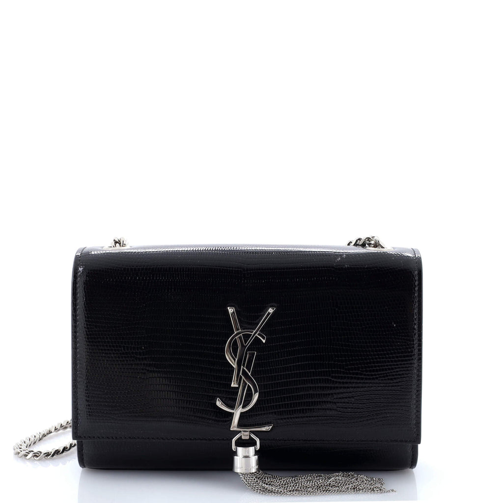 Classic Monogram Tassel Crossbody Bag Lizard Embossed Leather Medium