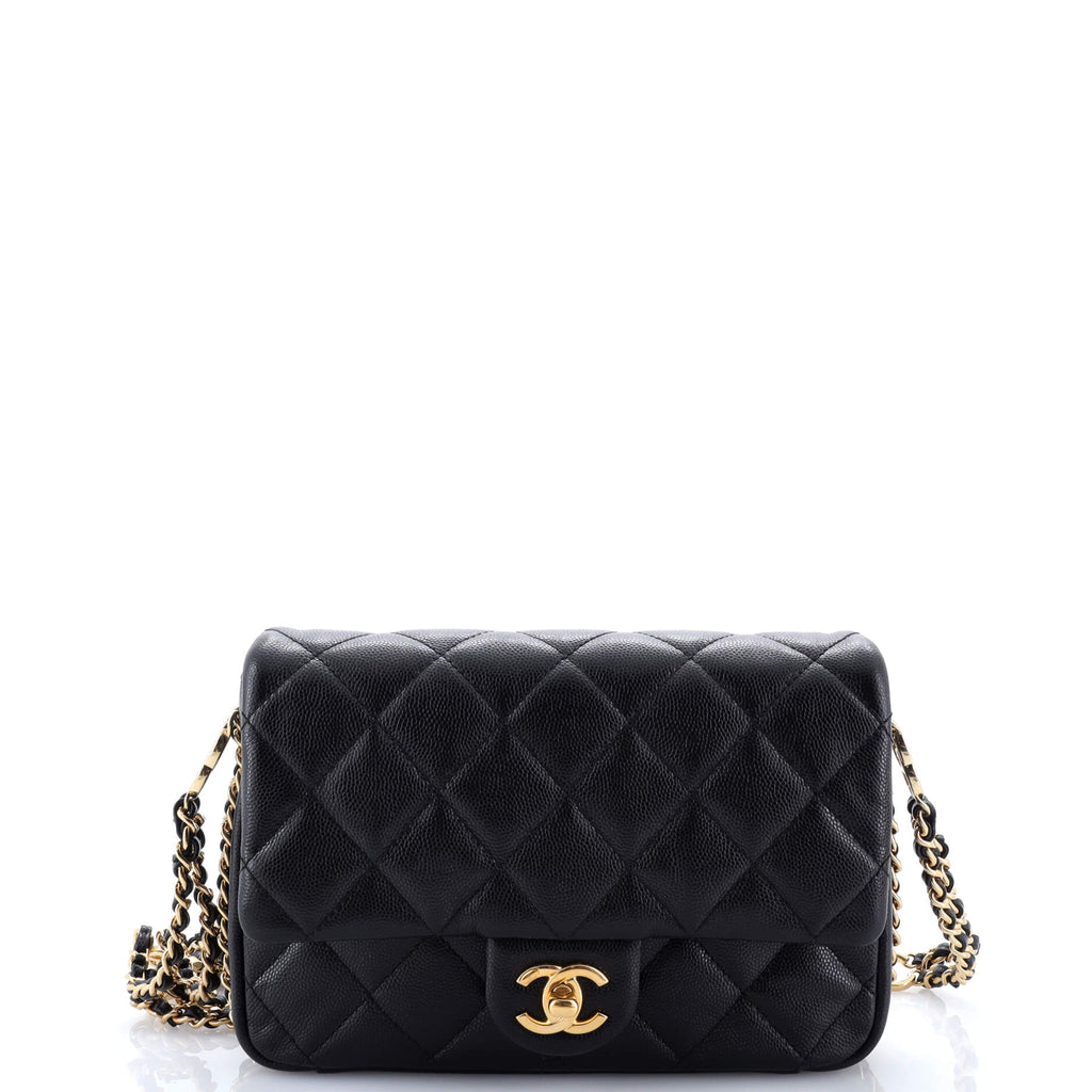 Coco You Chain Flap Bag Quilted Caviar Mini