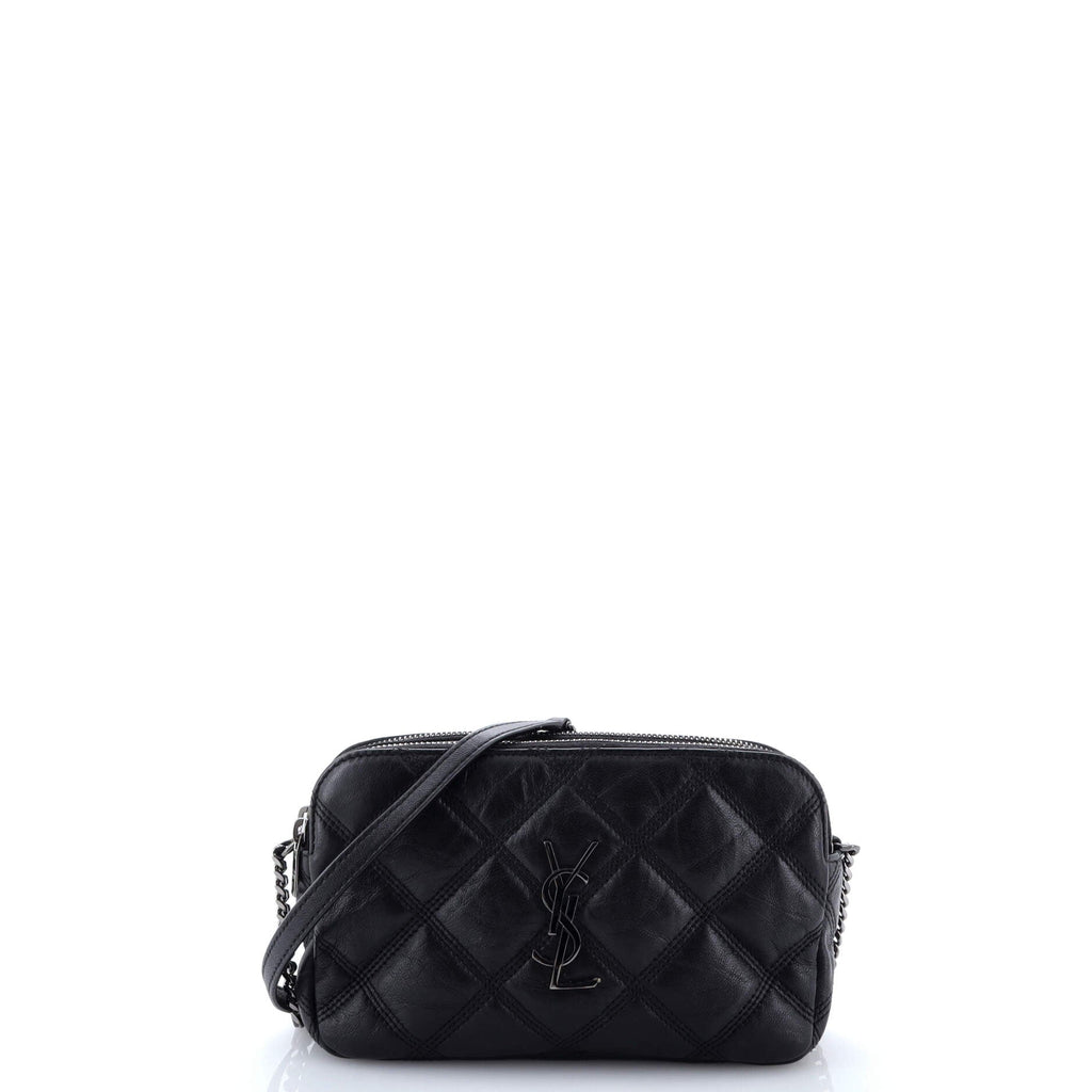 Becky Double Zip Crossbody Bag Quilted Leather Mini