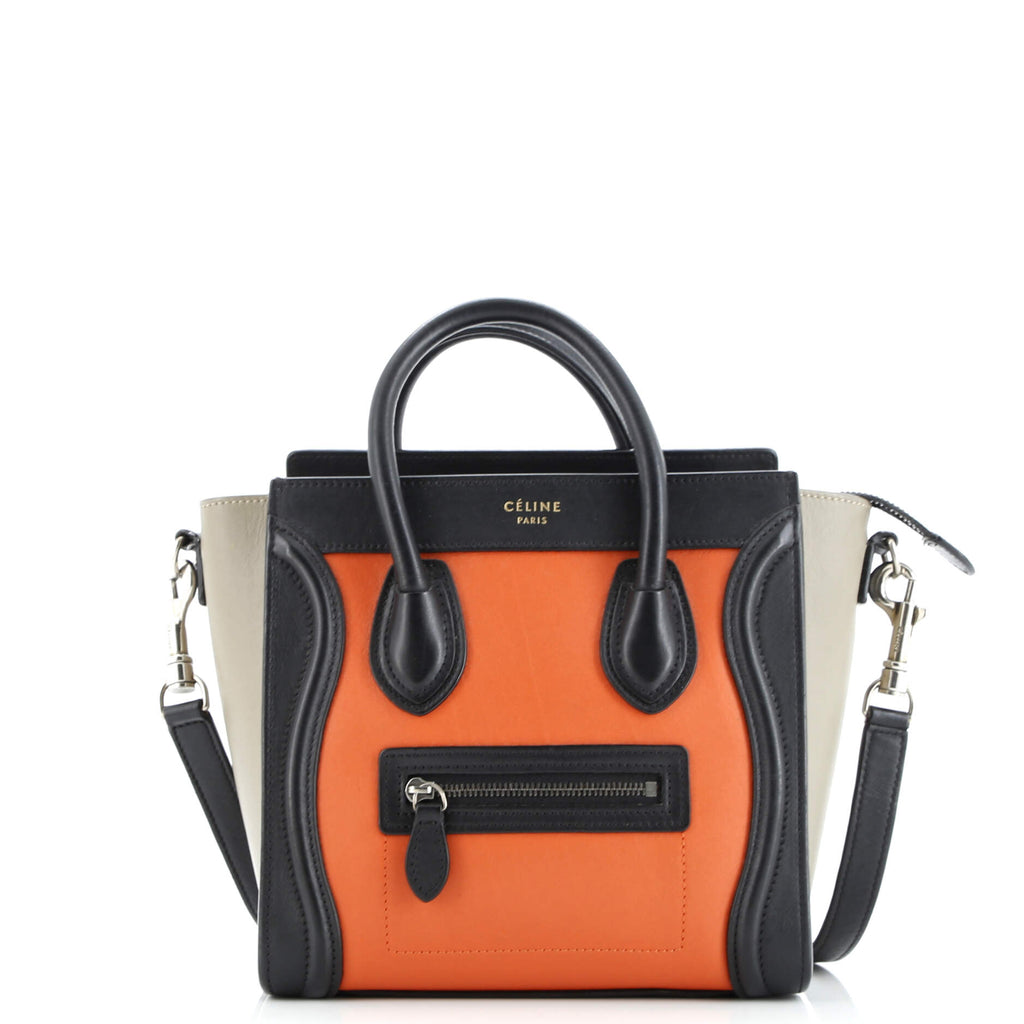 Tricolor Luggage Bag Leather Nano