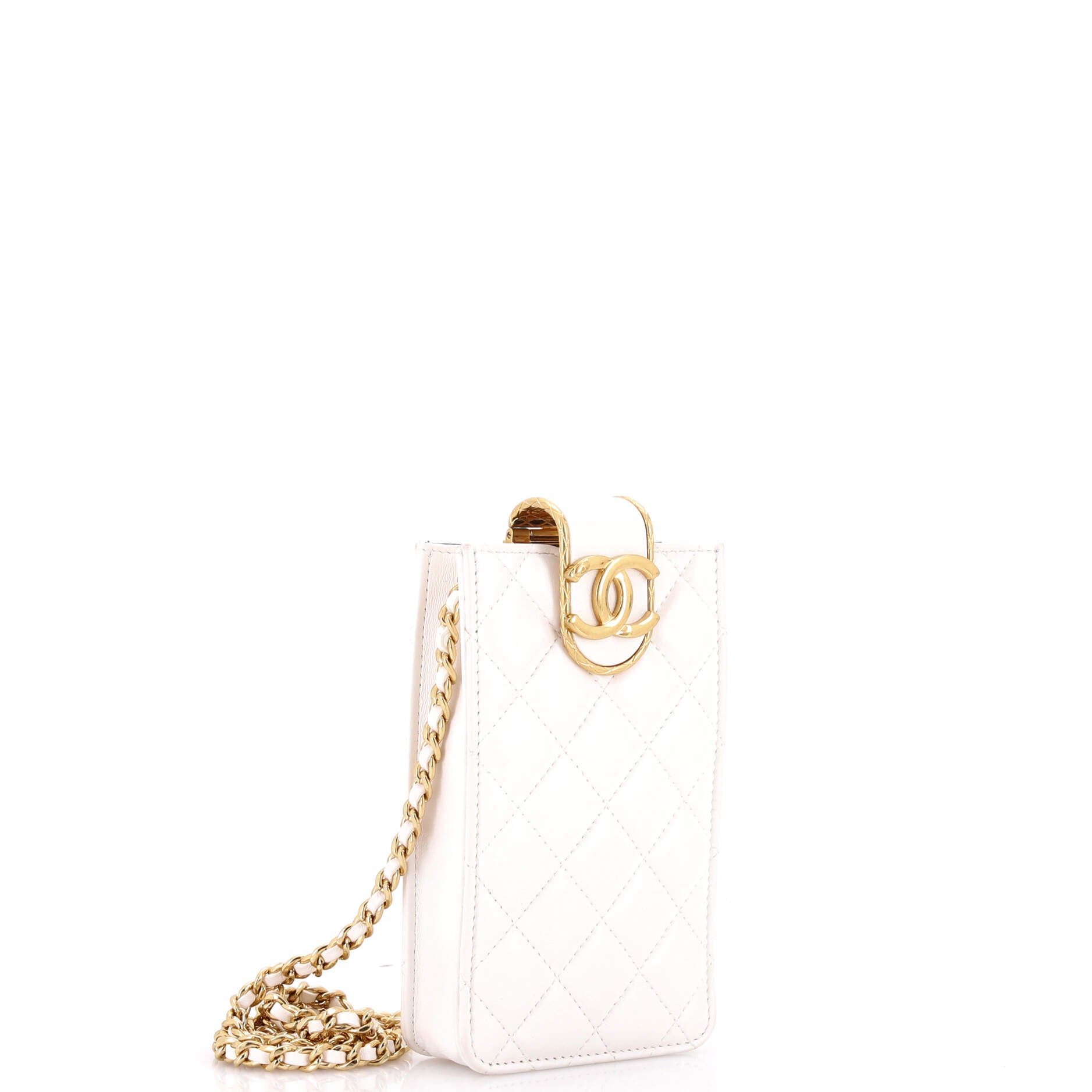 CC Clasp Phone Holder Crossbody Bag Quilted Lambskin