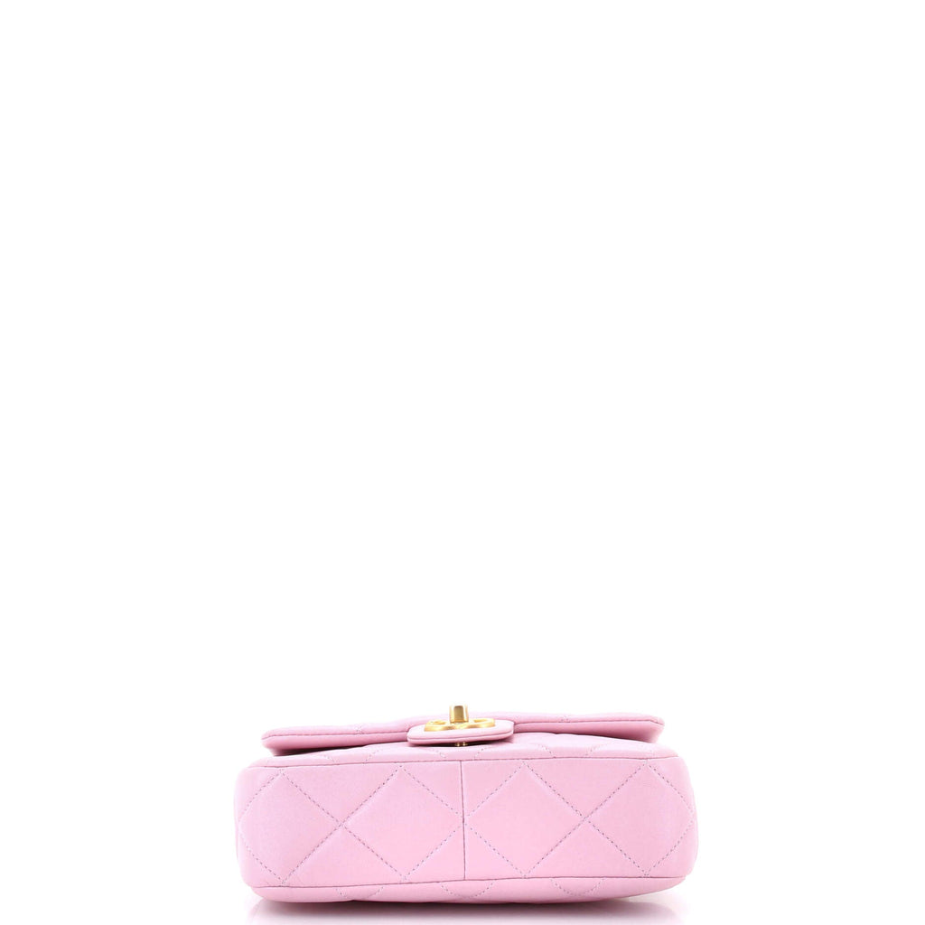 Twin Pearl Adjustable Chain Flap Bag Quilted Lambskin Mini