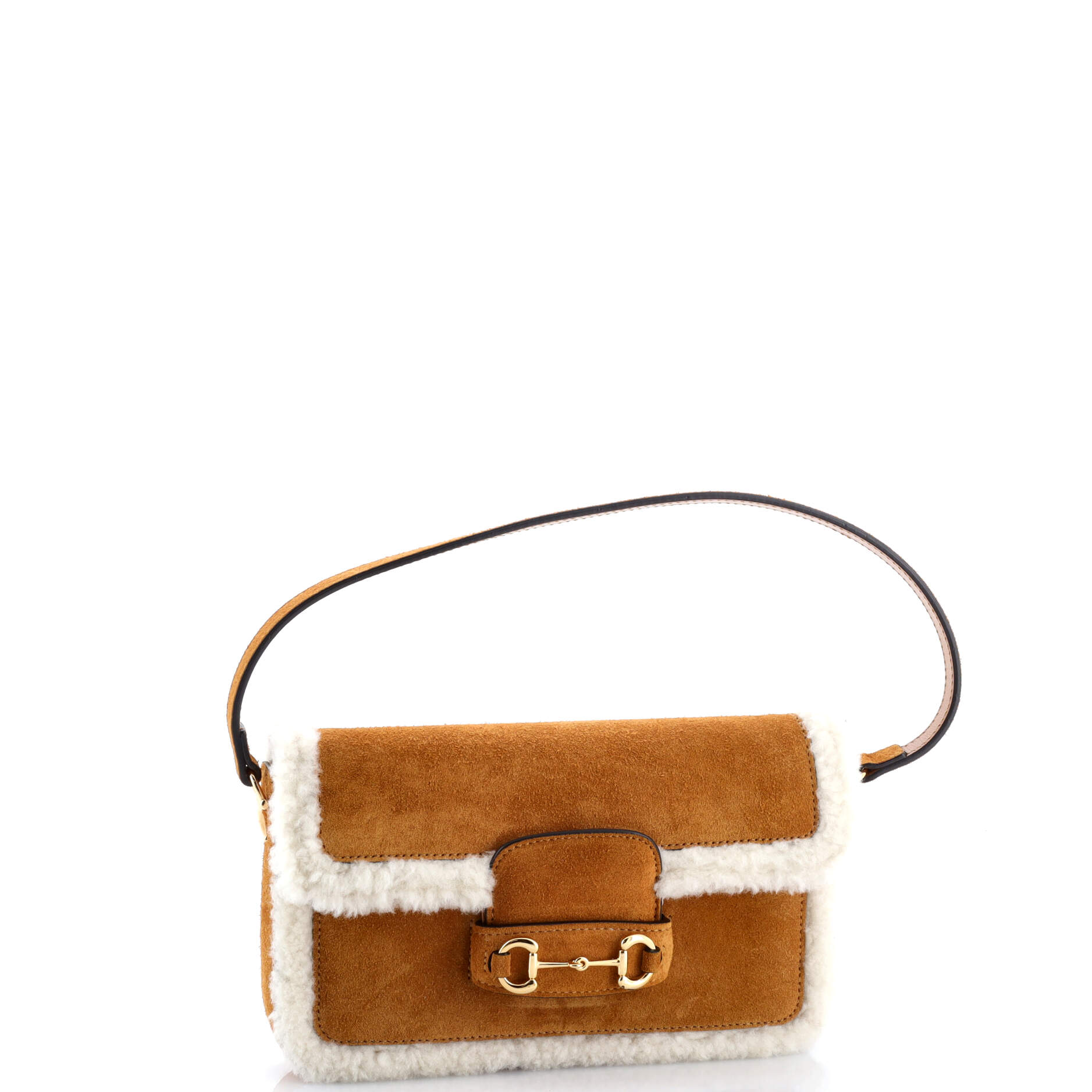 Horsebit 1955 Shoulder Bag Suede with Shearling Mini