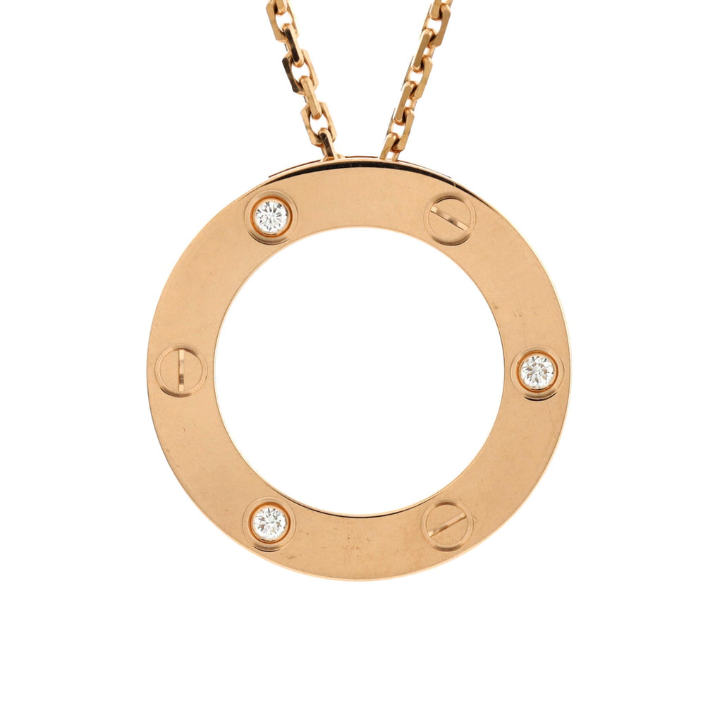 3 Diamonds Love Pendant Necklace 18K Rose Gold and Diamonds
