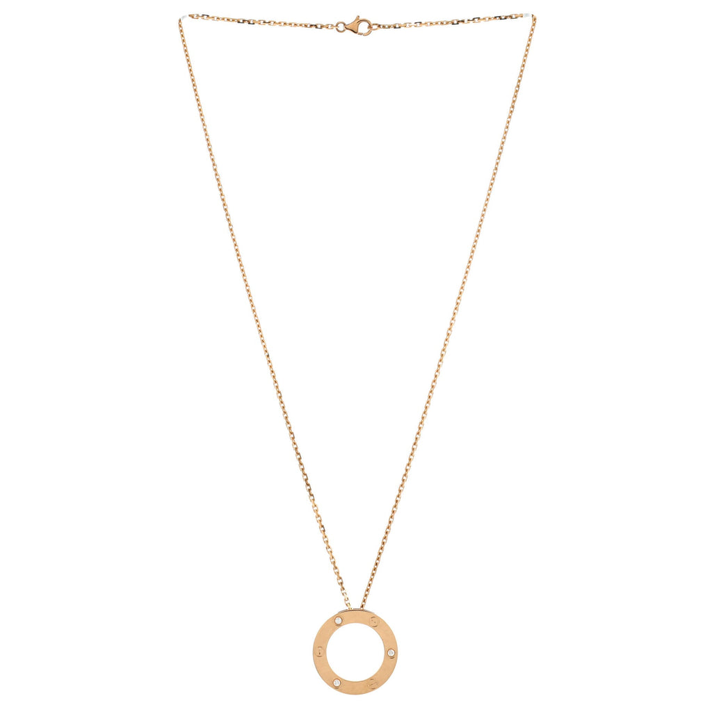 3 Diamonds Love Pendant Necklace 18K Rose Gold and Diamonds