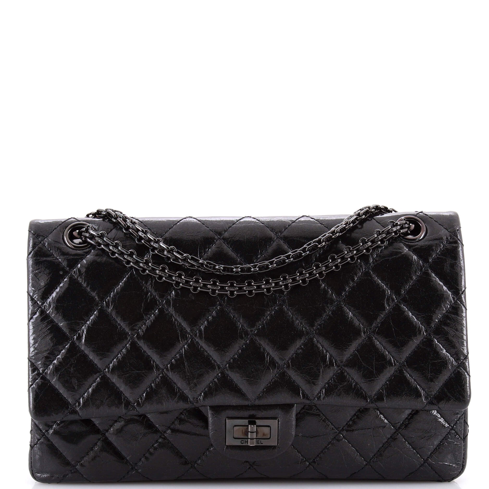 So Black Reissue 2.55 Flap Bag Quilted Glazed Calfskin 226