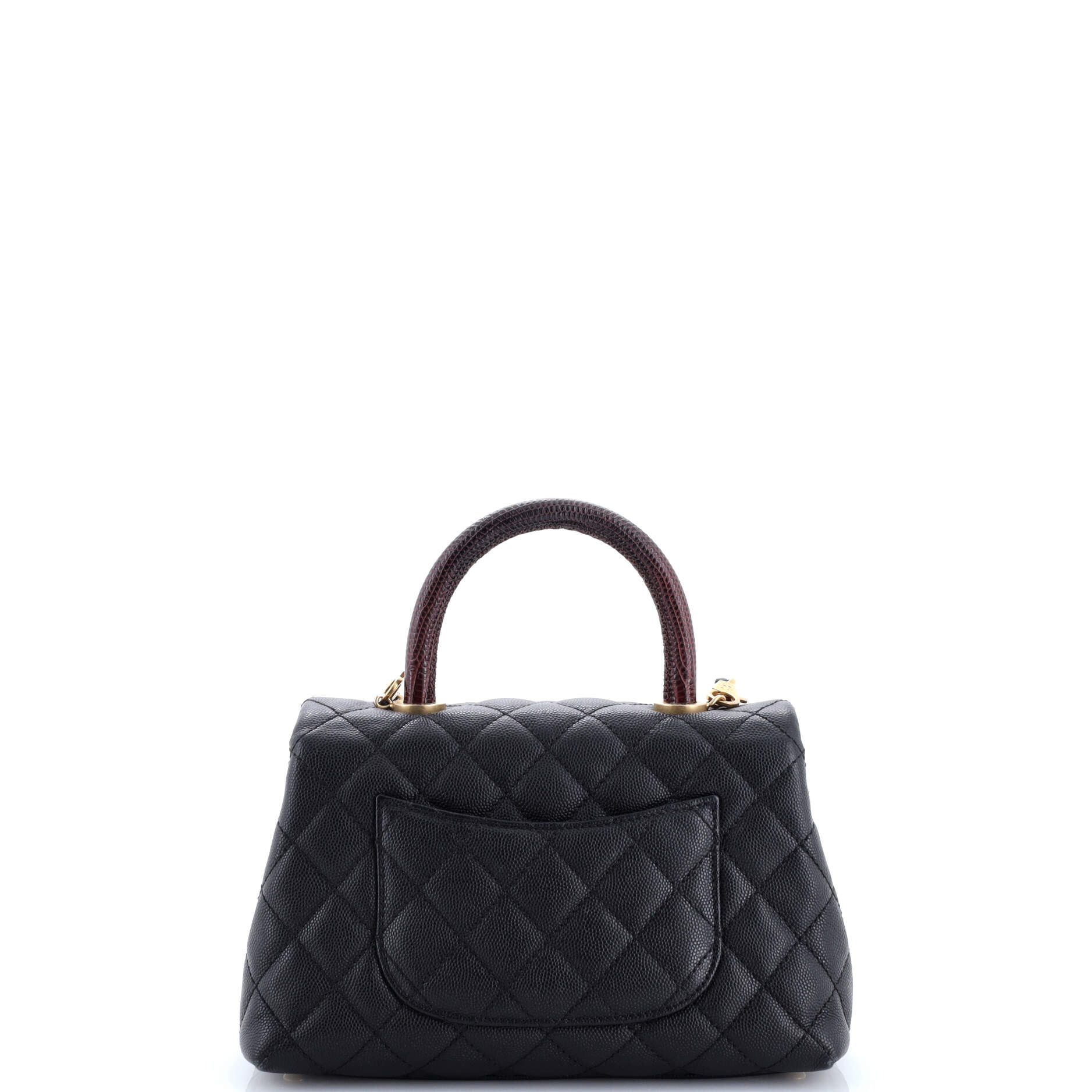 Coco Top Handle Bag Quilted Caviar with Lizard Mini