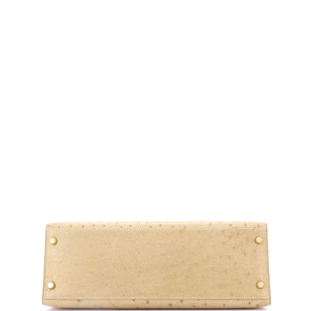 Kelly Handbag Light Ostrich with Gold Hardware 32