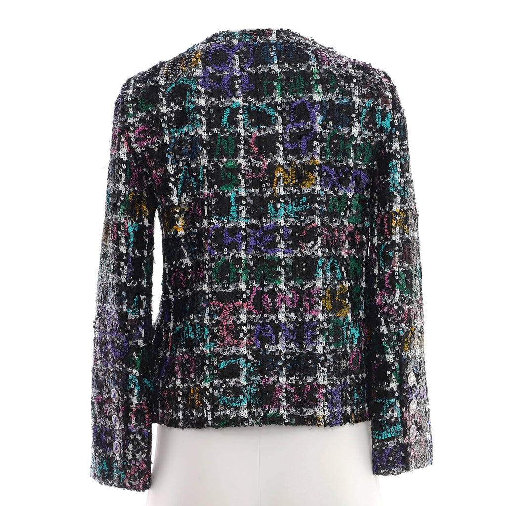 Women's Florence Two Pocket Collarless Button Up Jacket Sequin Embellished Polyester