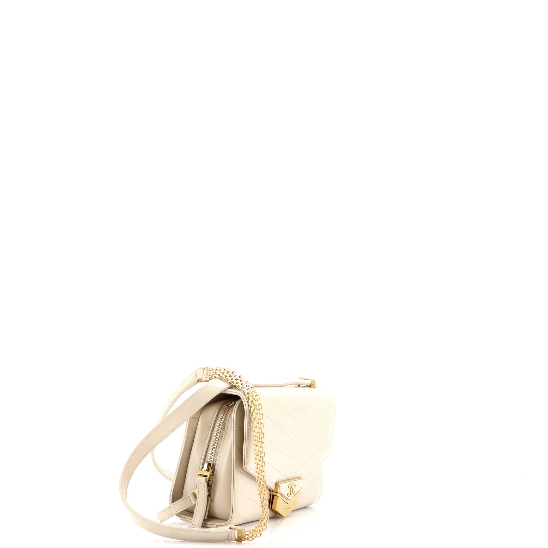 Medal Envelope Flap Bag Chevron Calfskin Small
