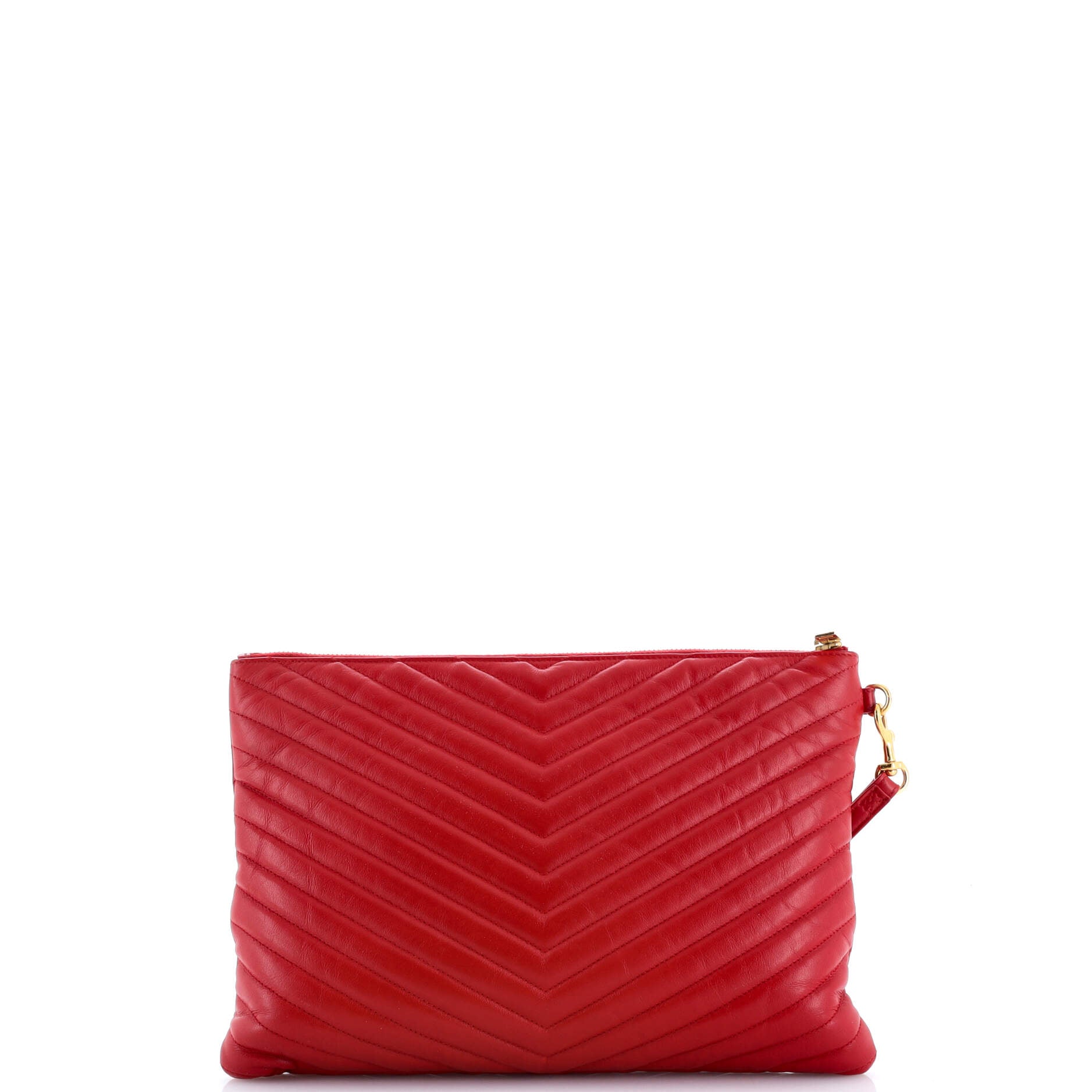 Classic Monogram Wristlet Pouch Matelasse Chevron Leather Large