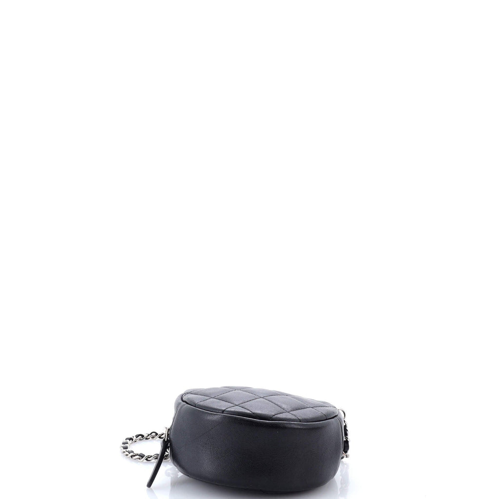 Round Clutch with Chain Quilted Lambskin Mini