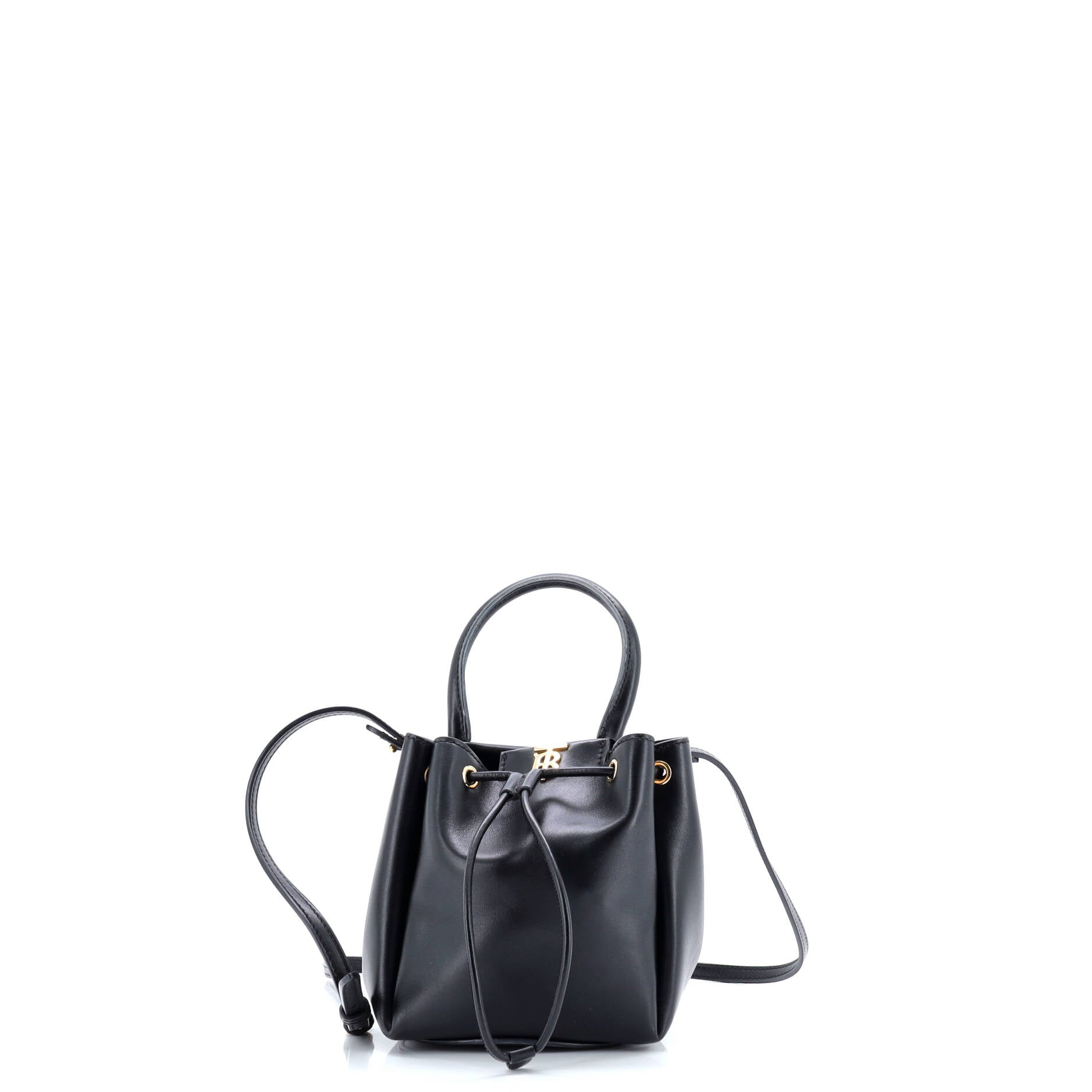 TB Drawstring Bucket Bag Leather Mini