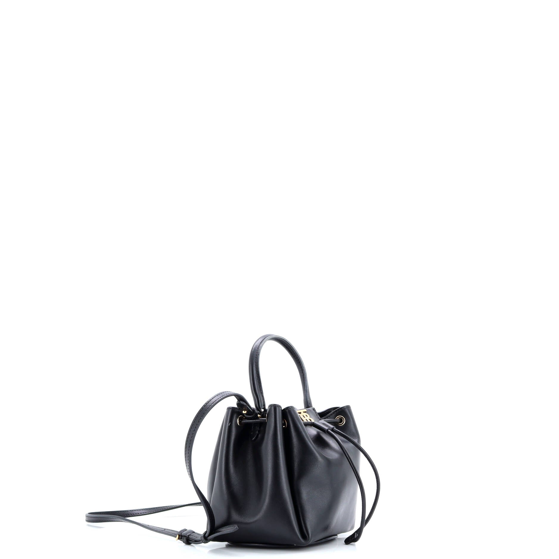 TB Drawstring Bucket Bag Leather Mini