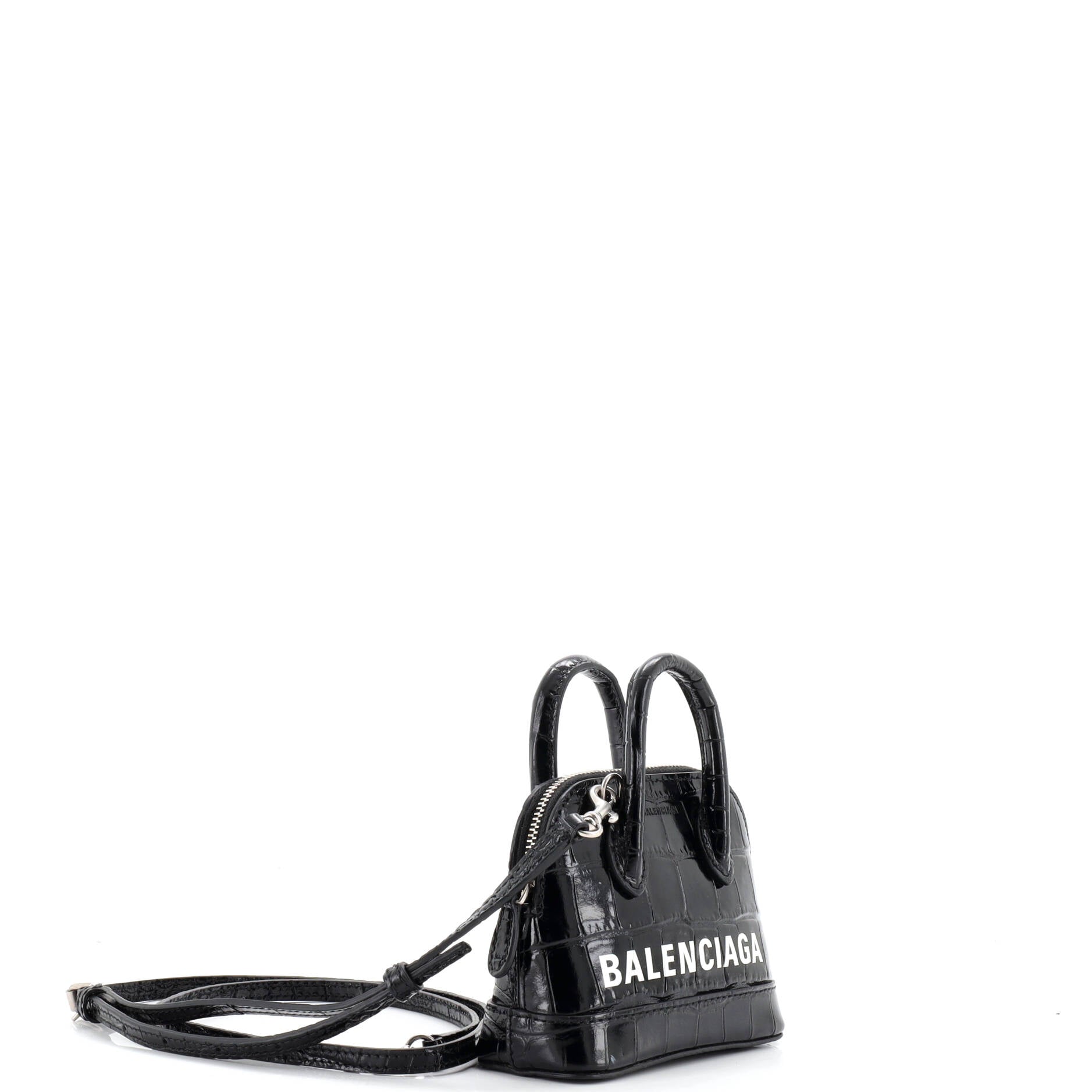 Logo Ville Bag Crocodile Embossed Leather Mini