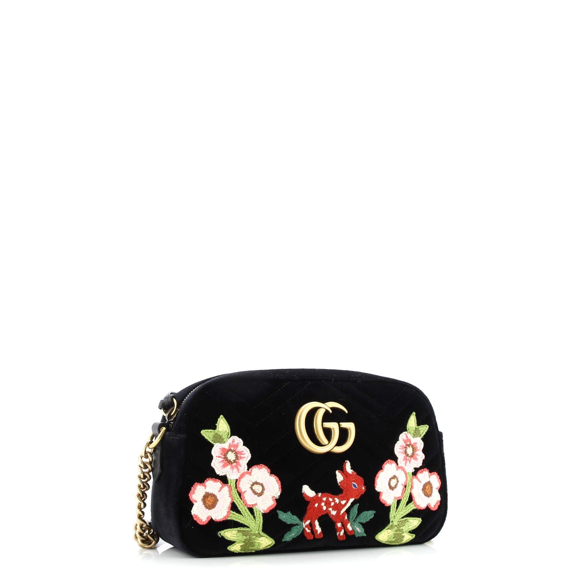 GG Marmont Shoulder Bag Matelasse Velvet with Applique Small