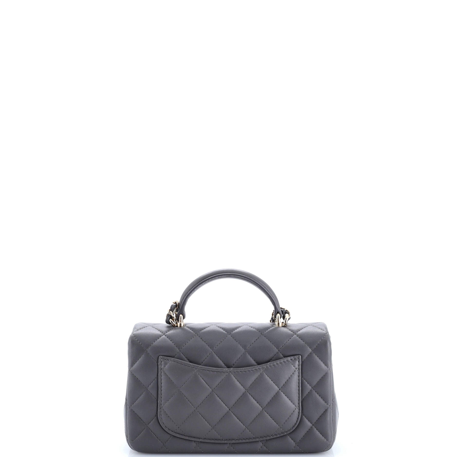 Classic Single Flap Top Handle Bag Quilted Lambskin Mini
