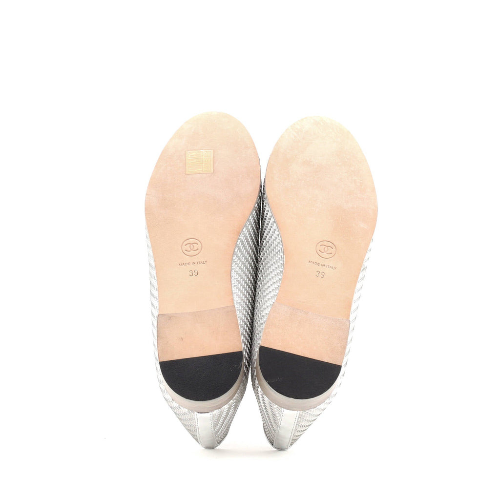 Women's CC Cap Toe Bow Ballerina Flats Woven Fabric with Grosgrain