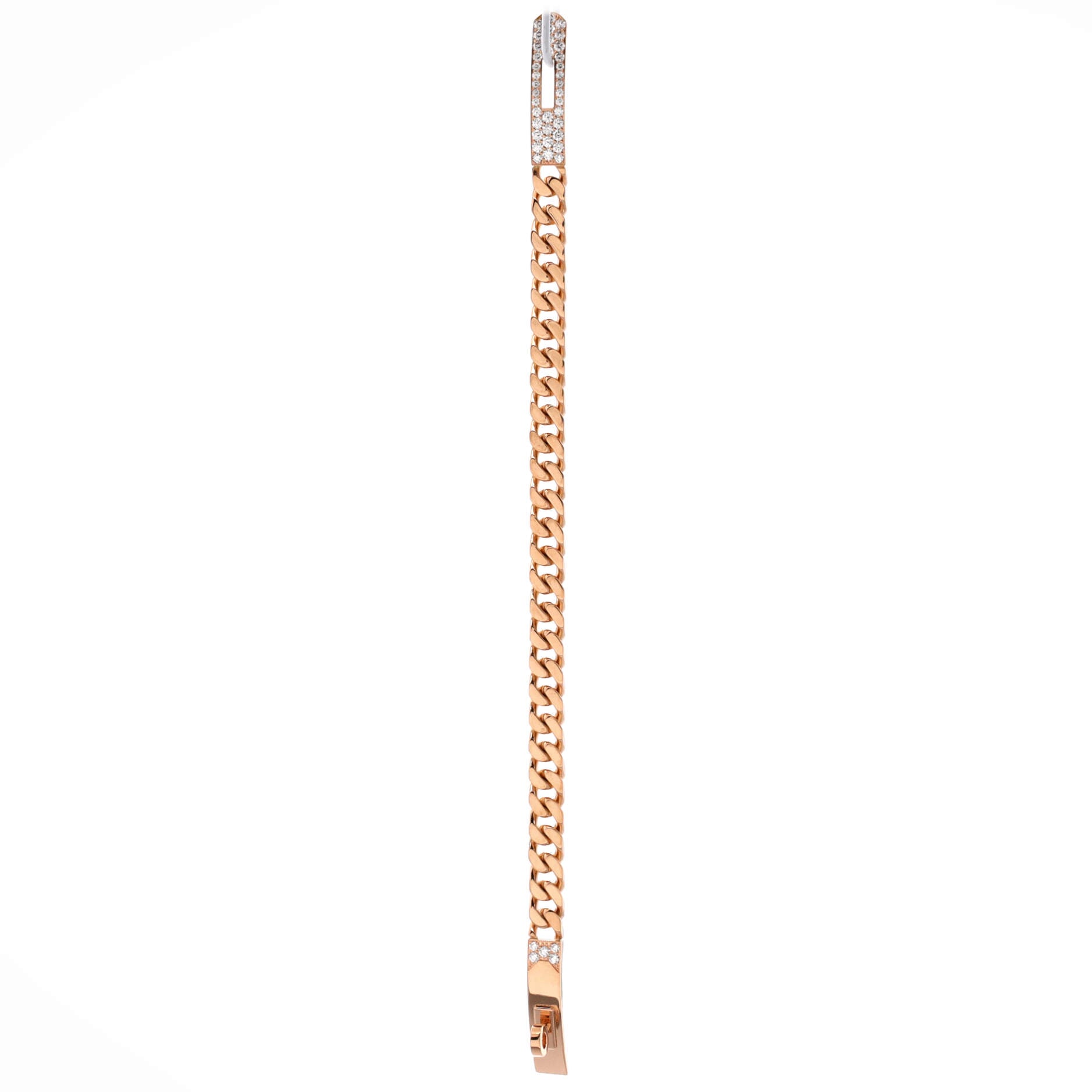 Kelly Gourmette Bracelet 18K Rose Gold and Pave Diamonds Extra Small
